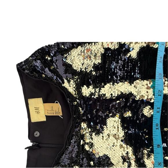 H&M Sz 6 Sequins Gold and Black Skirt Evening Party New Years Holidays - Picture 6 of 6